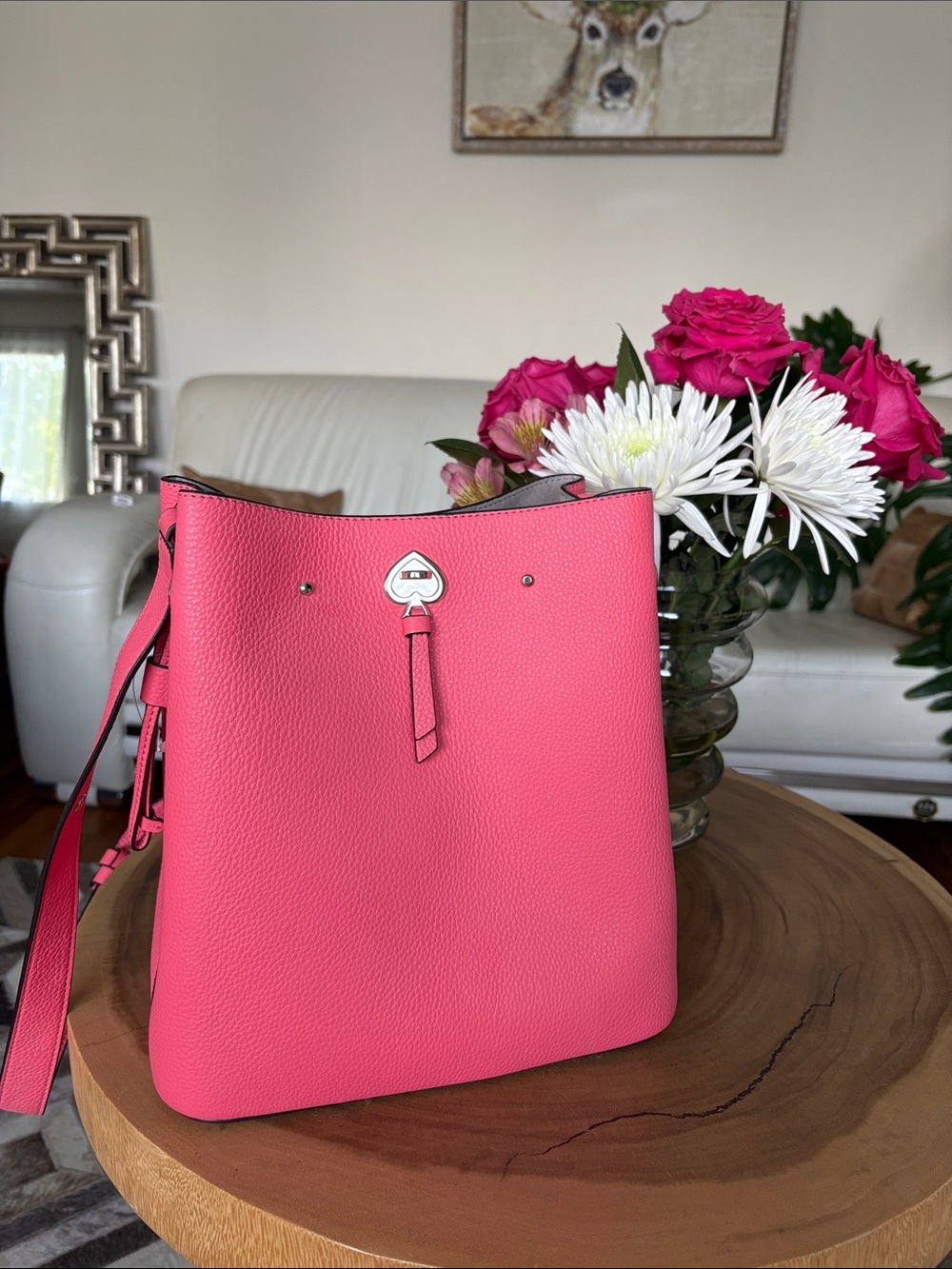 🌺 Kate Spade Marti Gardn Pink Coral Large Bucket Bag NWOT